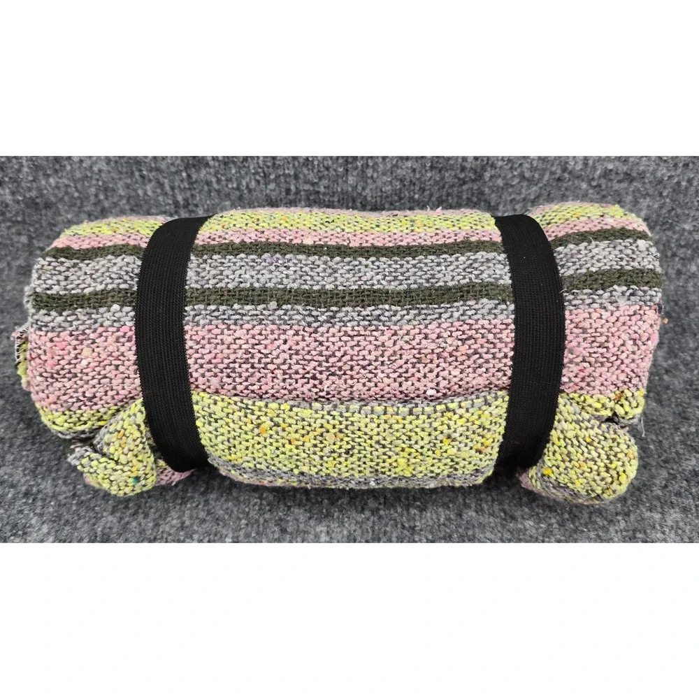 EcoBlankets Garden Blanket 53x75 Pink Striped Recycled Woven Carry Strap NEW